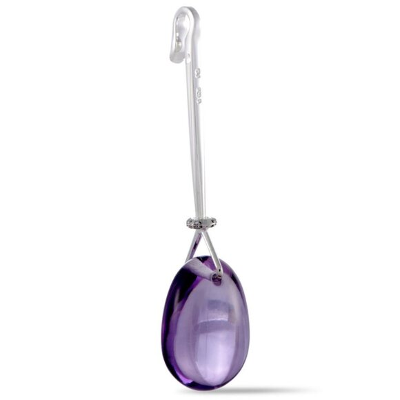 Georg Jensen Vivianna Silver Amethyst & Diamond Pendant—Torun Bülow-Hübe — NWT - Picture 5 of 12